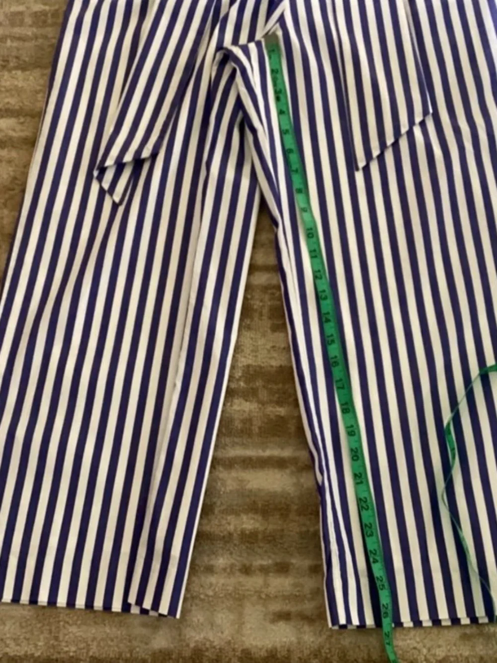 J. Crew Navy and White Striped Sleeveless Jumpsuit with Tie Belt